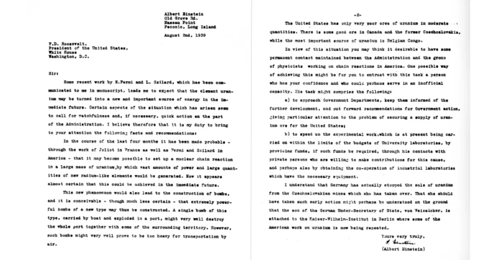 Albert Einstein aur Leo Szilard letter to Franklin D. Rossevelt
