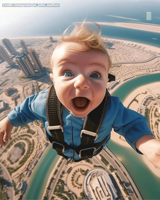 ai generated babies doing skydiving