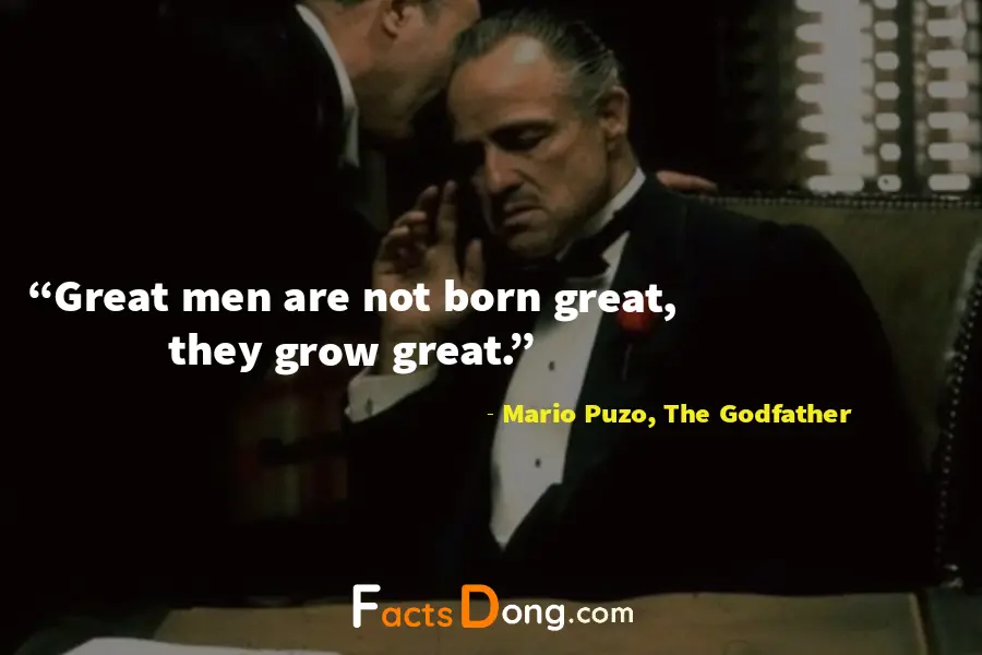 "Great men are not born great, they grow great." - Mario Puzo, The Godfather

